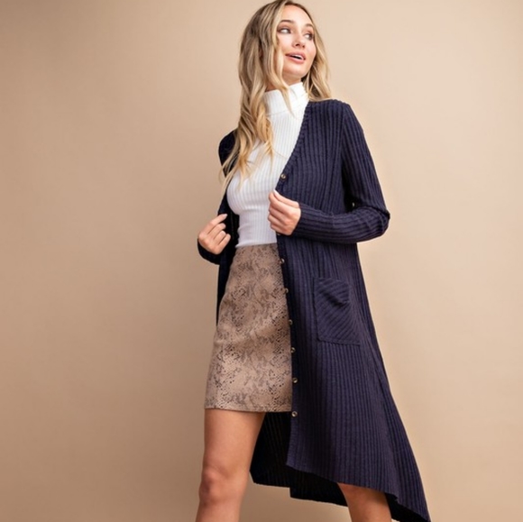 BOGO FREE! Navy ribbed long cardigan - Picture 6 of 8